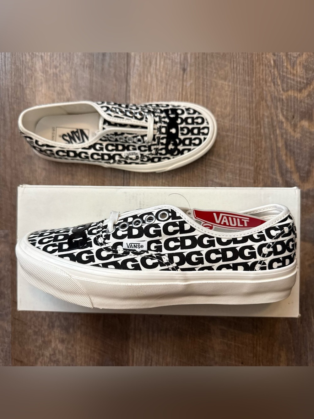 Comme des Garcons x Vans OG Authentic LX CDG Print Blanc De Blanc 2018 Black Whi